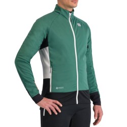 Тёплая разминочная куртка Sportful Apex Jacket 2024 елово-зелёная с белым